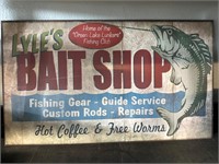 Bait shop fishing wooden sign
