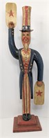 Folk Art "Uncle Sam" Hand Carved  Wooden Whirligig