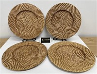 4 Brown Rattan Placemat Plateholders