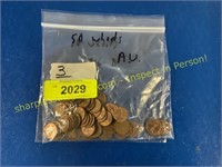 50 wheat pennies AU, 10 1916 D pennies