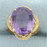 8ct Fancy Step Cut Amethyst Gemstone Statement Rin