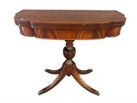 MAHOGANY HEAVY CARVED FLIP TOP GAME TABLE