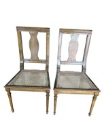 2 ANTIQUE CANE BOTTOM CHAIRS
