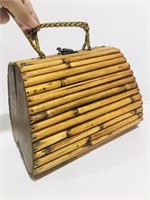 Vintage Wooden Bamboo Purse Hand Made Evening