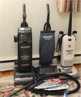 lot of 3 Hoover upright vacuum cleaners and