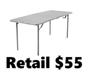 Cosco 2.5-ft x 6-ft Fold-in-half Resin Gray Table