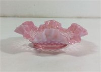 Vintage Fenton Pink Opalescent Hobnail Ruffle