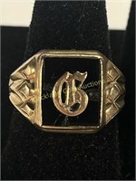 10K Gold & Onyx Signet Ring Sz 7.5