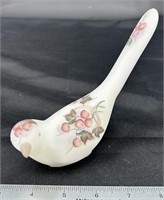 Fenton White Opal Satin HP Bird of Happiness by D