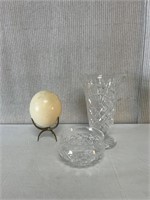 Decor: Osterich Egg, 2pc Waterford Crystal