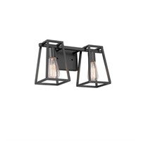 Hazel Heights 14.75 in. 2-Light Black Rustic Farmh