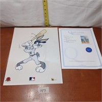 BUGS BUNNY AT BATFOR YANKEES SEAL OF AUTHINTICITY