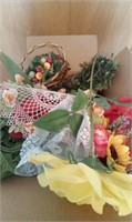 LARGE BOX OF ARTIFICIAL FLOWERS