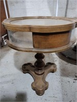 Glass wood side table 22x20