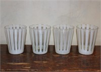 (33) WHITE STRIPED GLASS TUMBLERS