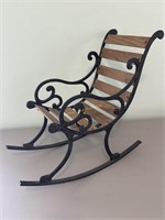 Doll Wooden & Cast Iron Rocking Chair 18" high