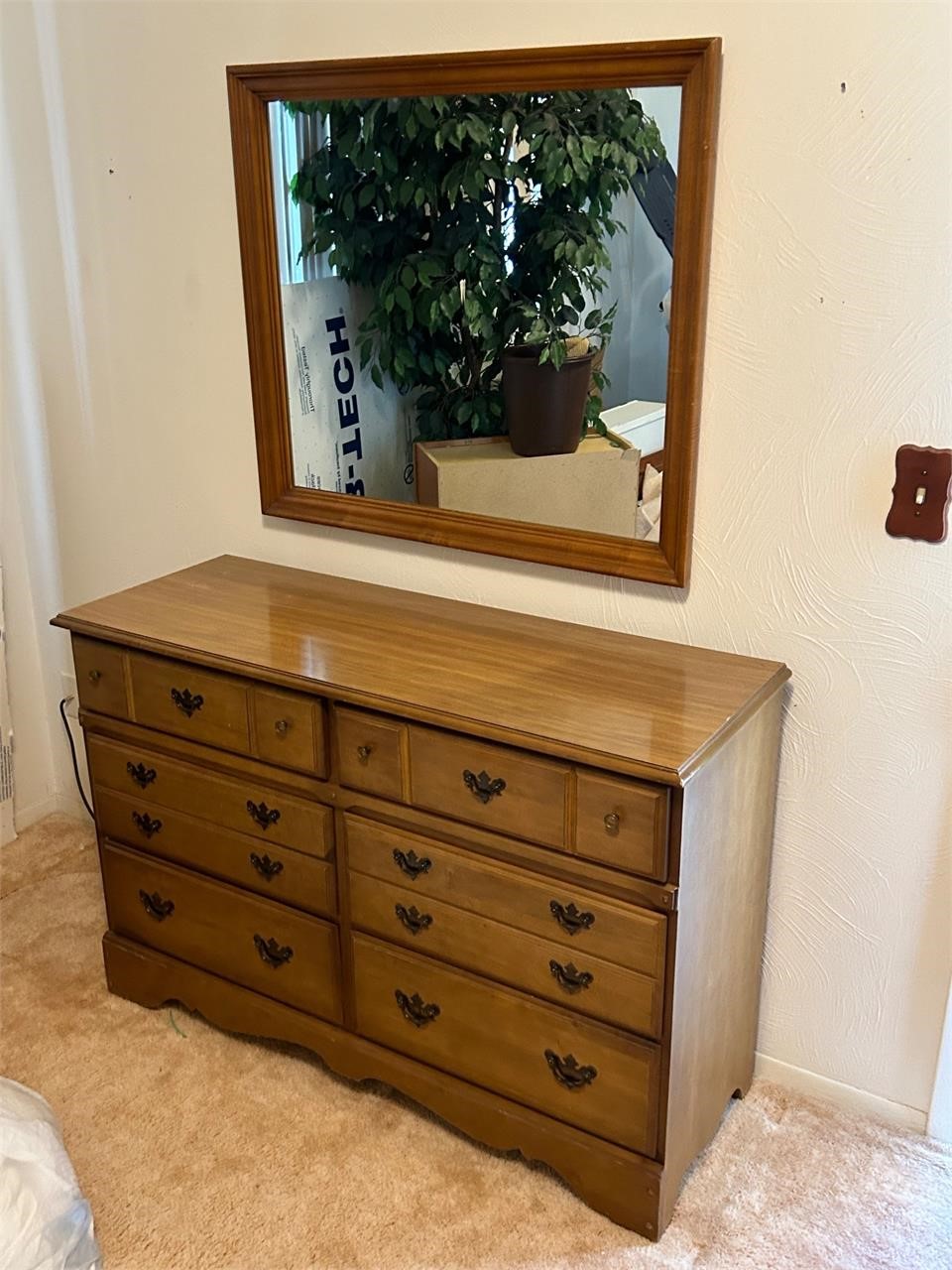 Wood Dresser + Mirror, Not Attached
