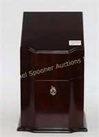 MAHOGANY FINISH STANDING CUTLERY CANISTER