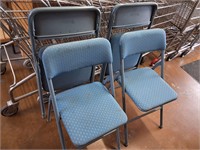 lot of 4 blue metal folding chairs