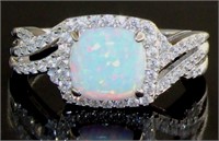 Round White Opal Infinity Designer Ring
