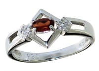 Natural Garnet & Diamond Dinner Ring