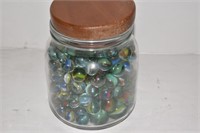 Jar of Cat's Eye Marbles and Shooters