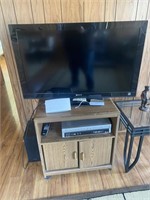 SONY FLAT SCREEN & PANASONIC DVD/VHS & TV STAND