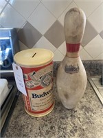 BUDWEISER BANK & BOWLING PIN