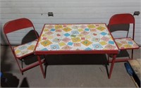 Vintage Folding Children's Table W/ 2 Chairs