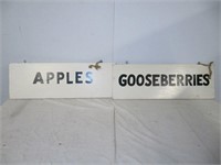2 DOUBLE SIDED WOOD FRUIT SIGNS