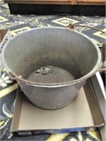 Vintage Gray Granite Bucket W/Wood Handle