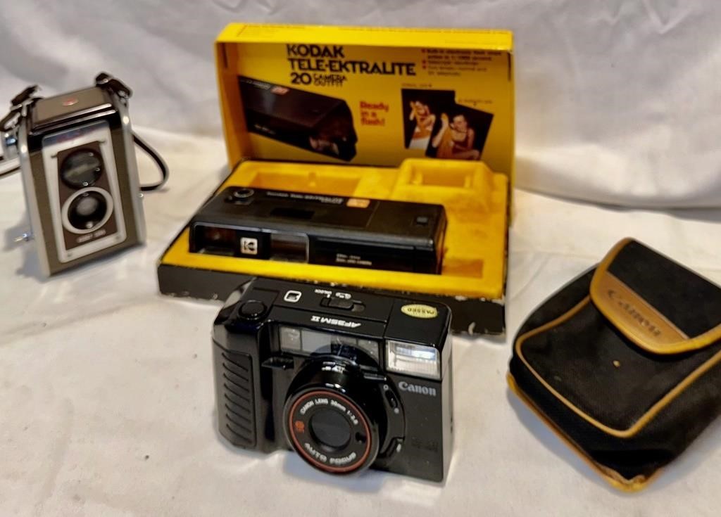 3 Vintage Kodak & Canon Film Cameras