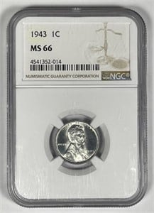 1943 Lincoln Cent Steel War Issue NGC MS66