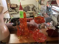 Six piece orange glass collection