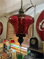 Vintage, swag cranberry lamp