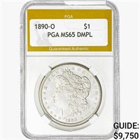 1890-O Morgan Silver Dollar PGA MS65 DMPL