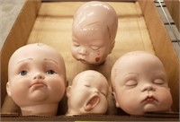 PORCELAIN DOLL HEADS-SIGNED/DATED