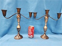 2 Sterling weighted 3 light candelabras.