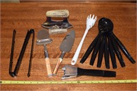 Kitchen utensil lot w/ Alaska knife & stand