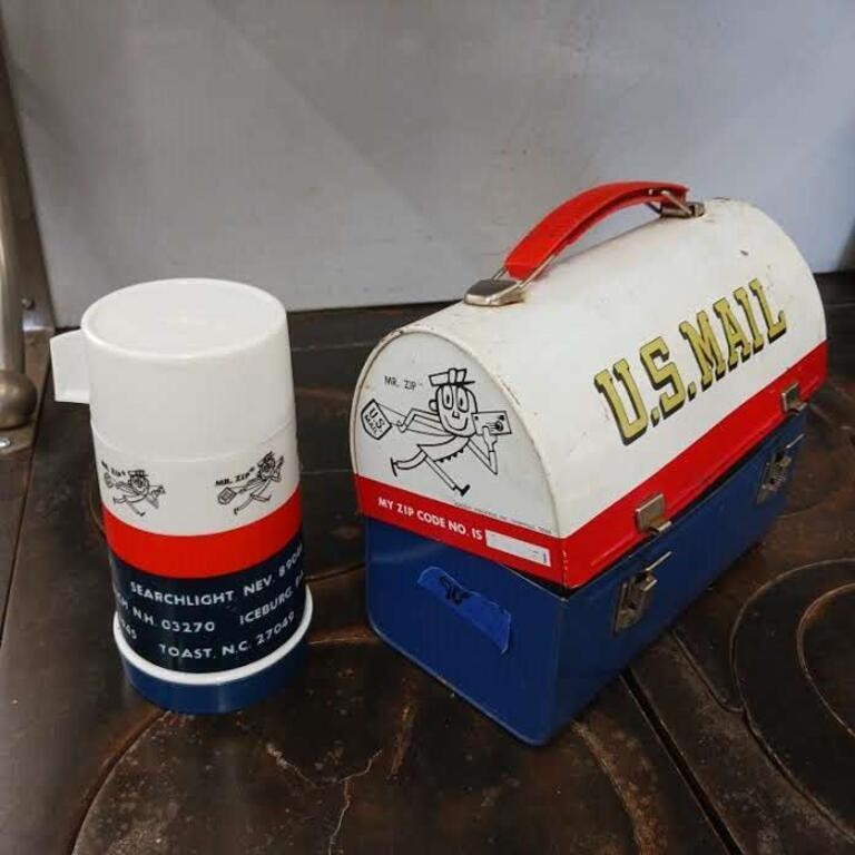 Super cool U.S. Mail metal lunch box & thermos