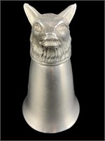 Antique wolf head pewter jigger measure, double