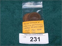 6 United Kingdom large pennies (see description)
