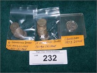 22-Canadian Dimes, years range from 1953-1973