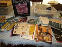 TOTE FULL OF STAMP COLLECTING BOOKS