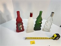 4 Glass Christmas Tree Wine Bottles