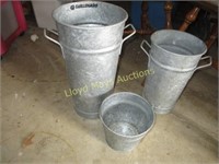 3pc Galvanized Planter Buckets