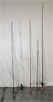 Lot of old Fishing Rods with Three Reels