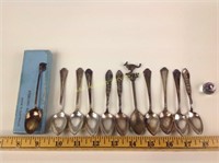Souvenir spoons including one sterling example