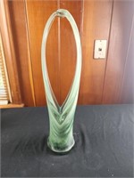 18" blown glass vase green
