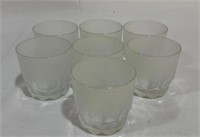 Set of 7 Arcoroc France Frosted Short Glasses